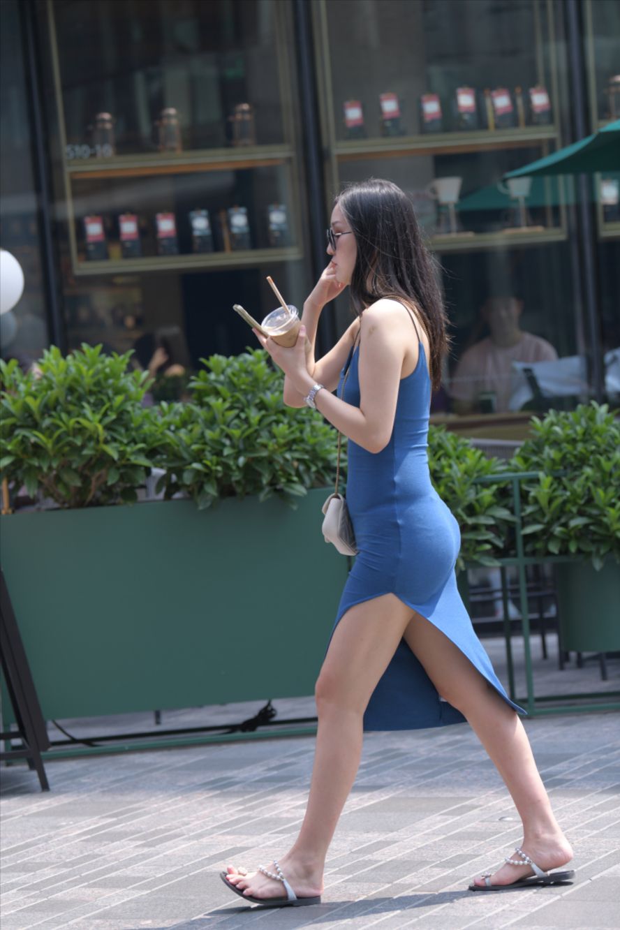 图片[2]-蓝色包臀裙美女(套图+视频)-图满多